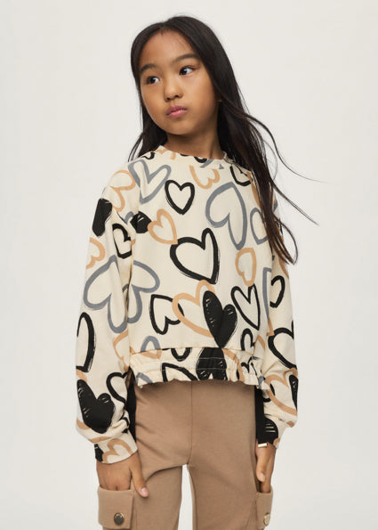 Printed Heart Pullover