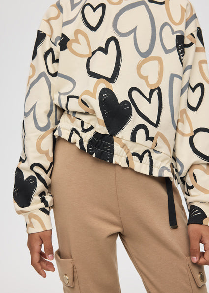 Printed Heart Pullover