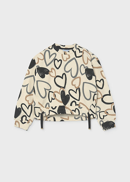Printed Heart Pullover