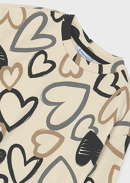 Printed Heart Pullover