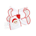 White w/Red Crochet Bow w/ Embroidered Santa Face