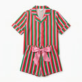 Striped Candy Christmas Silky Short Pj Set