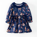 Navy Christmas Horse Print Dress