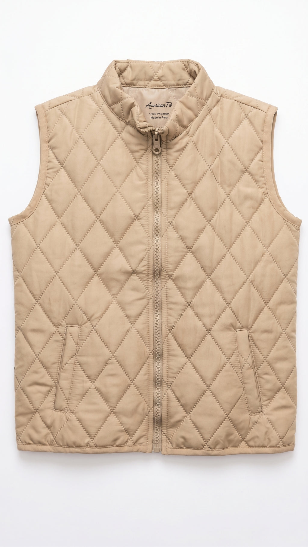 Tan Quilted Zipper Vest