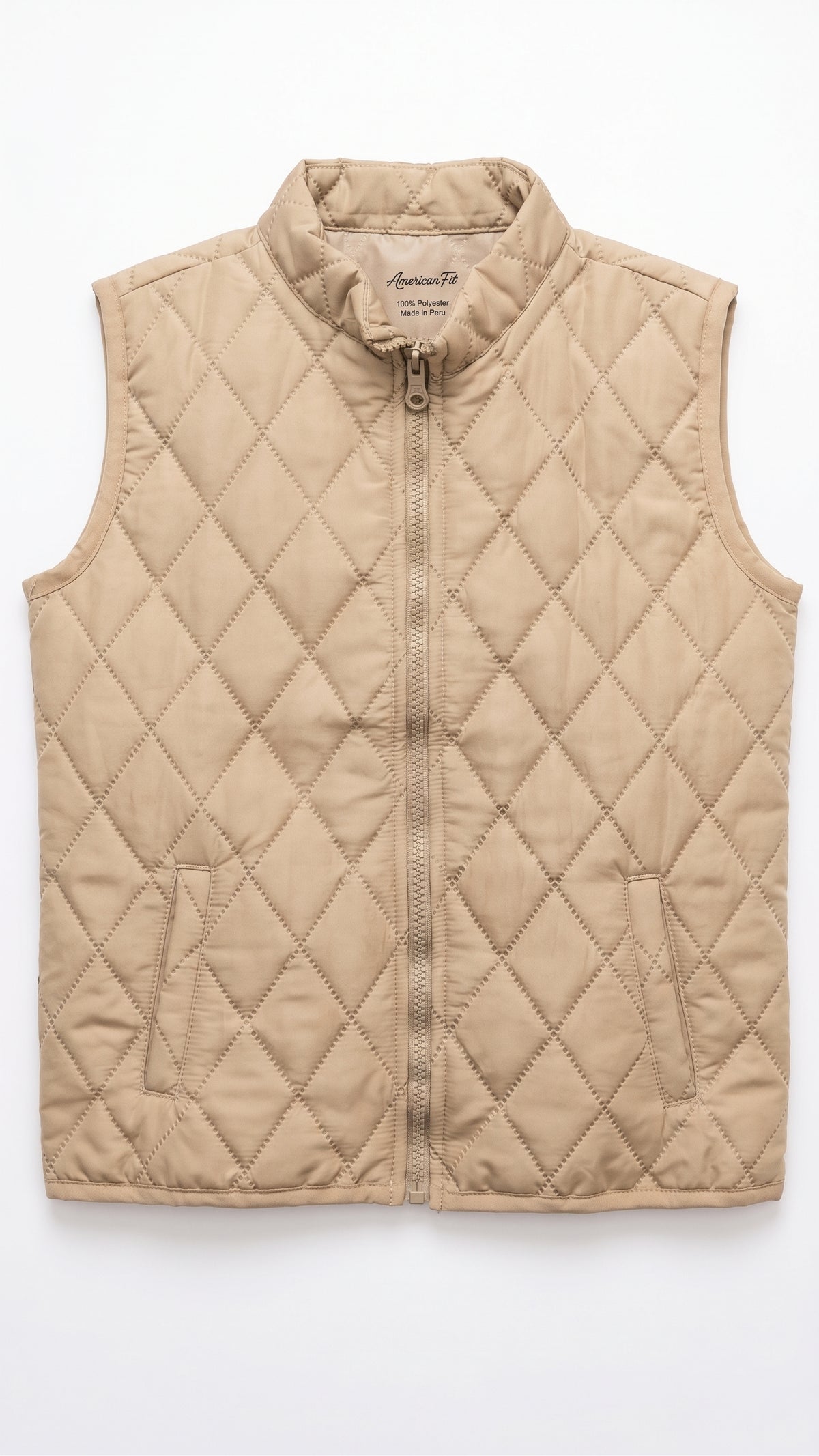 Tan Quilted Zipper Vest
