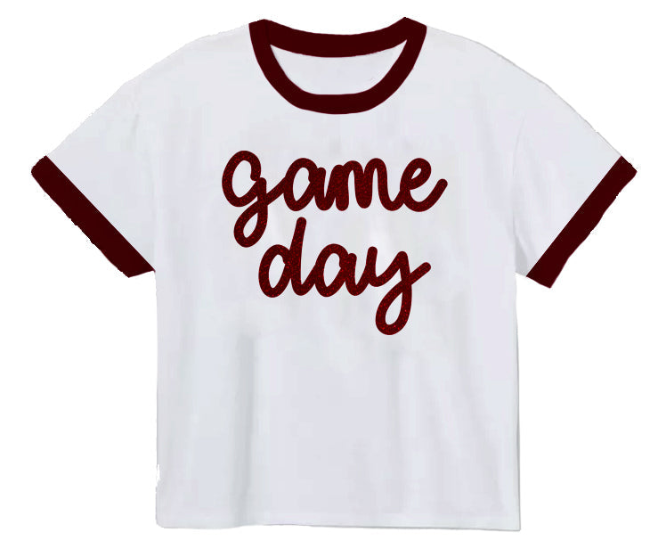 Girl Game Day Ringer Boxy T-Shirt