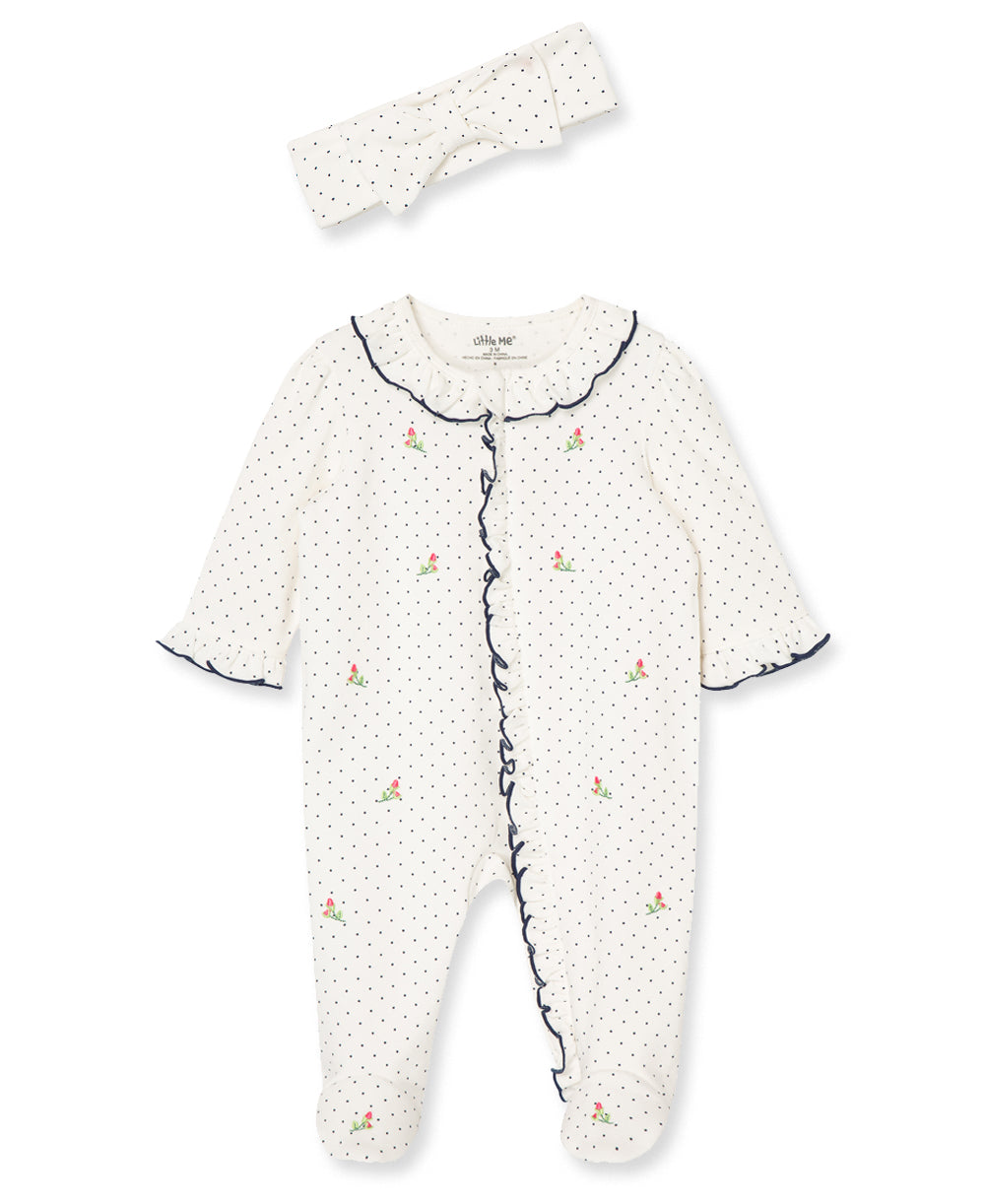 Baby Girl  Cotton Zipper Footies