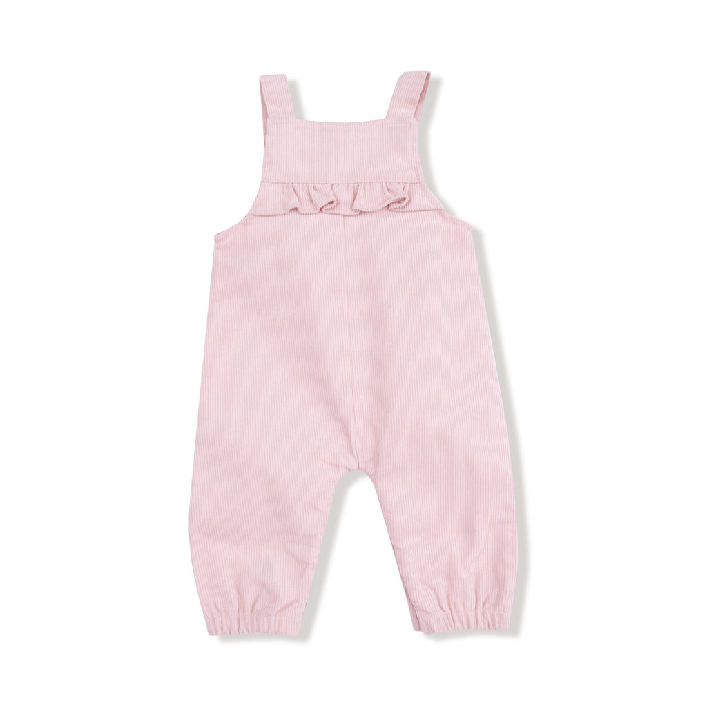 Yoke Ruffle Corduroy Overalls