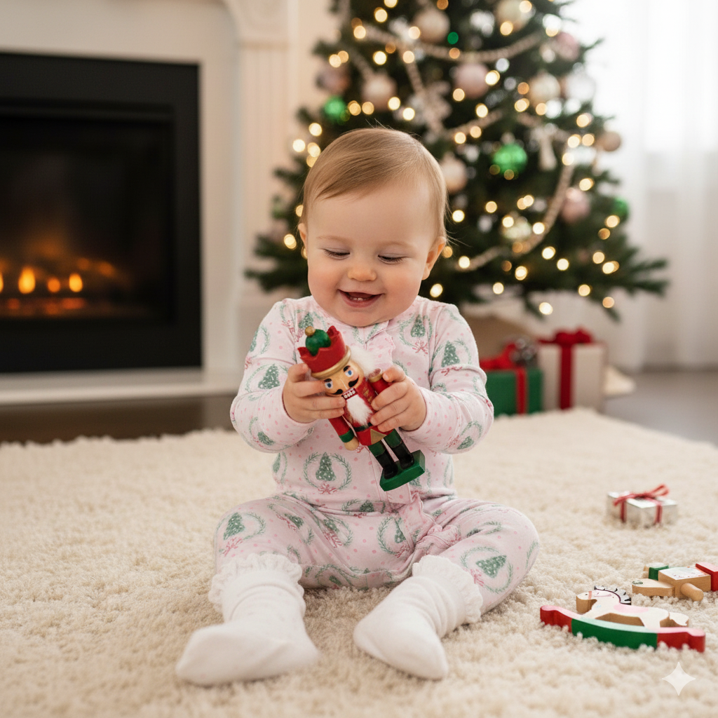 Holiday Christmas Tree Wreath Onesie