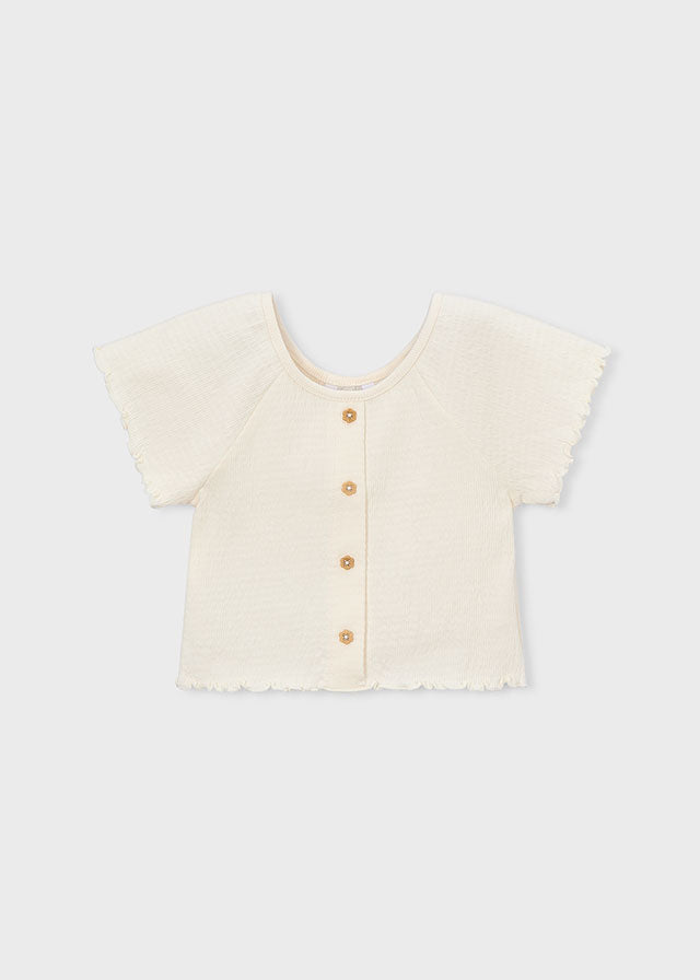 Smocked Ruffle S/S w/ wood button