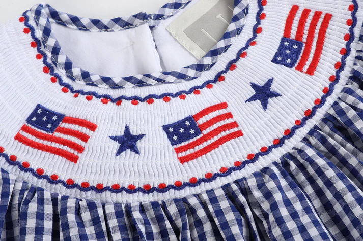 American Flag Smocked Bishop Dress