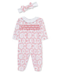 Festive Toile Footie w/Headband