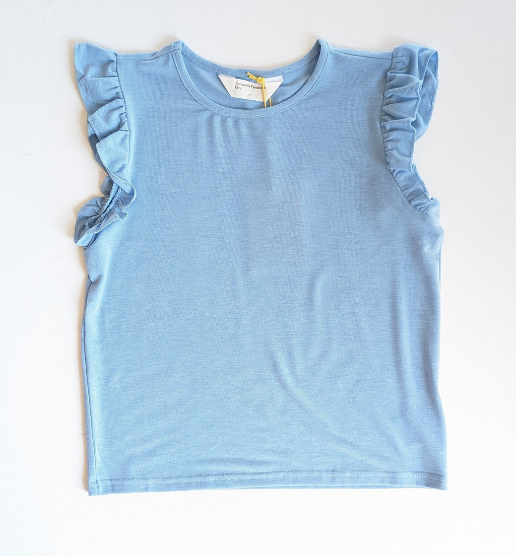 Junior Girl Flutter Cap Sleeve Solid Knit Top