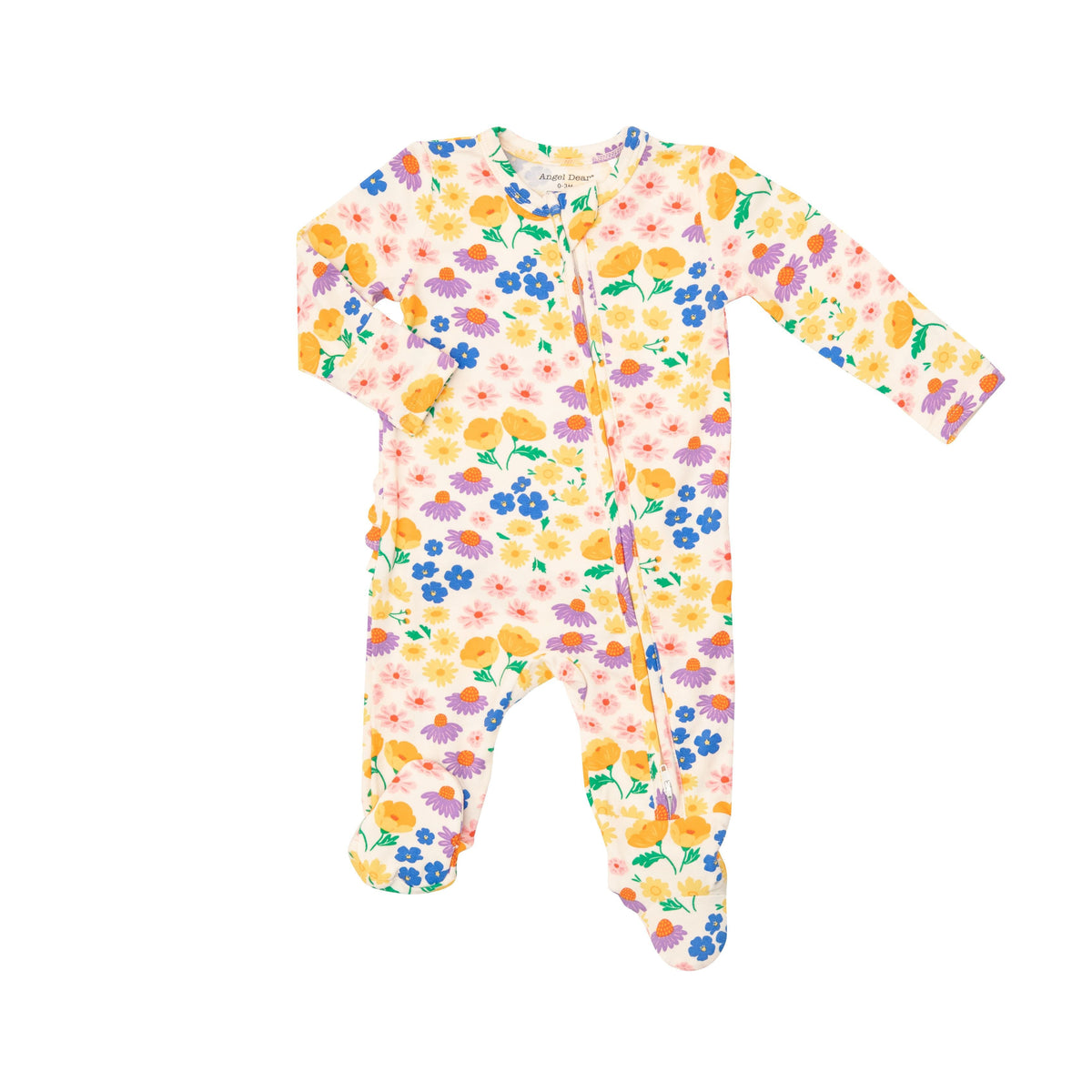 Baby Girl 2 Way Ruffled Back Zipper Footie Pj