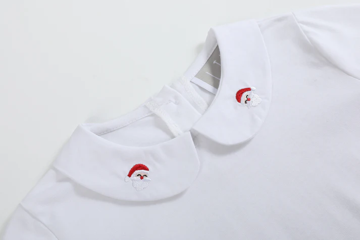 Cotton  Santa Appliqued Collard Shirt