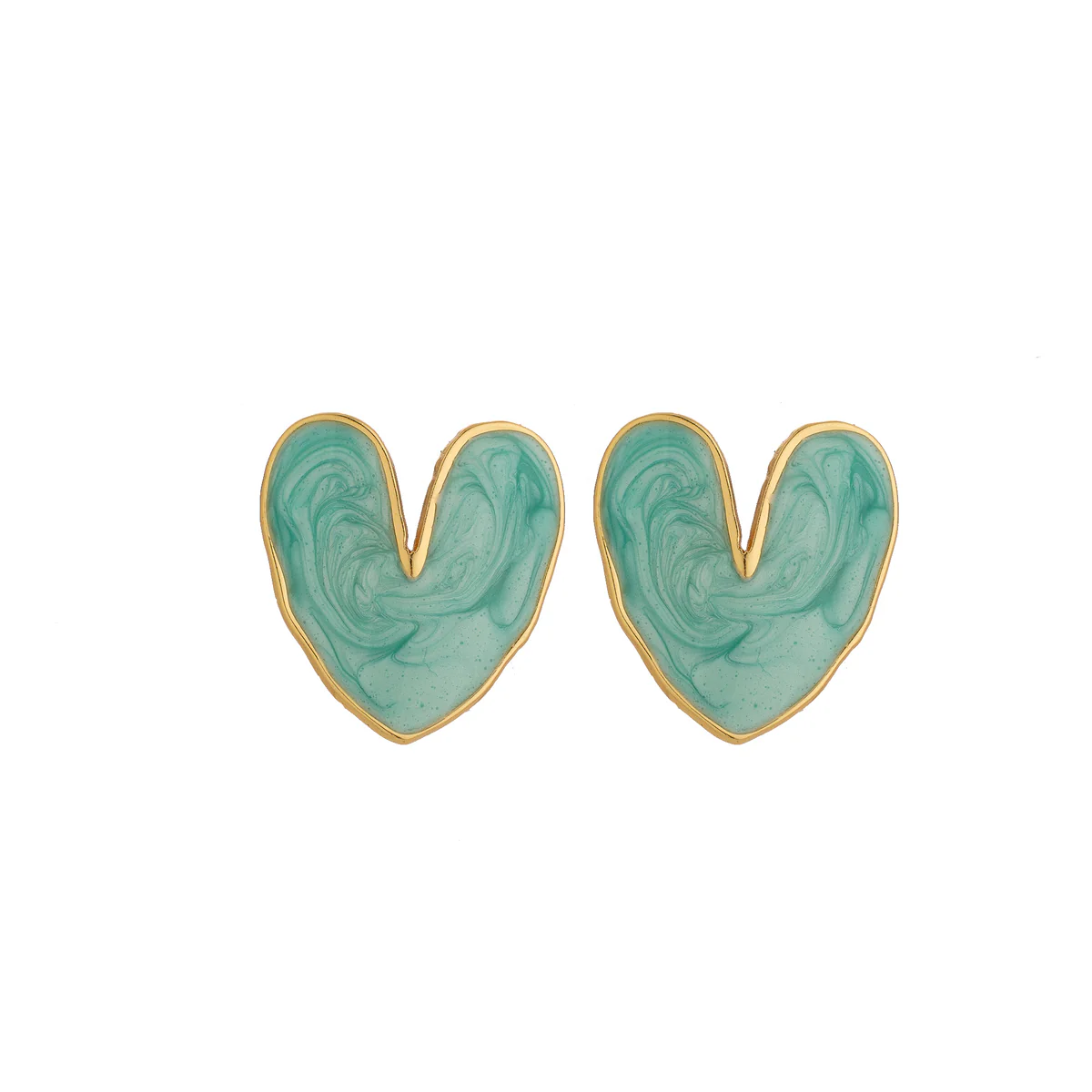Chic Green Enamel Heart Studs
