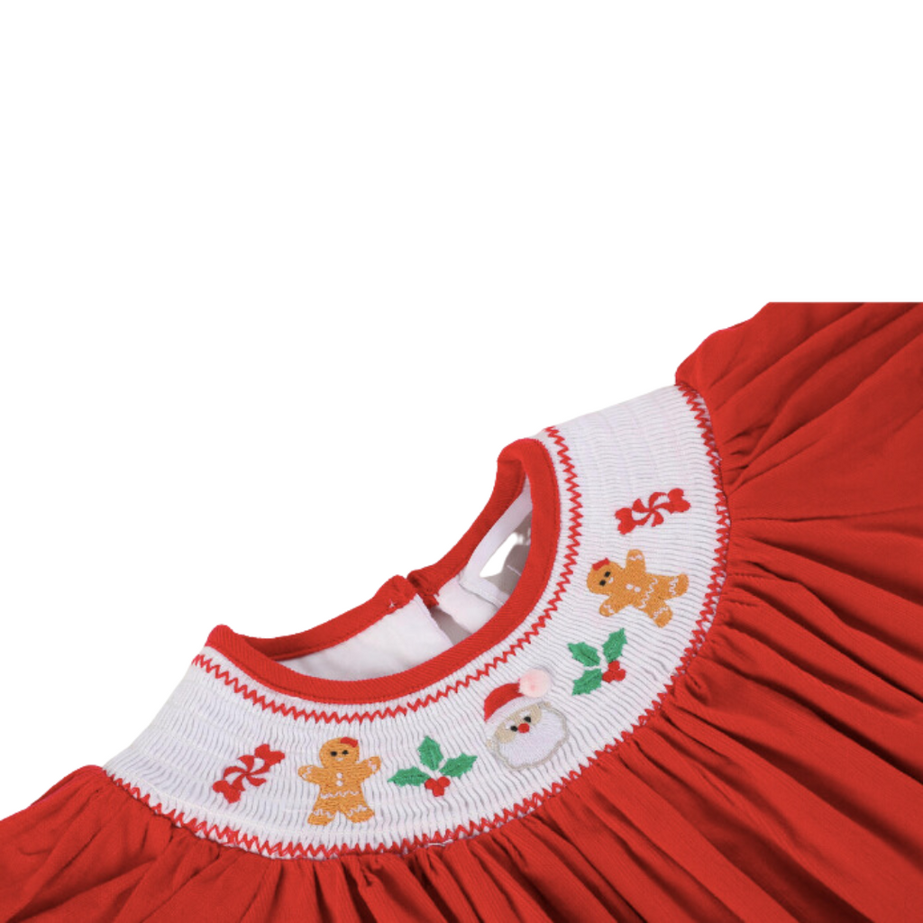 Velour Christmas Smocked Bishop Dress