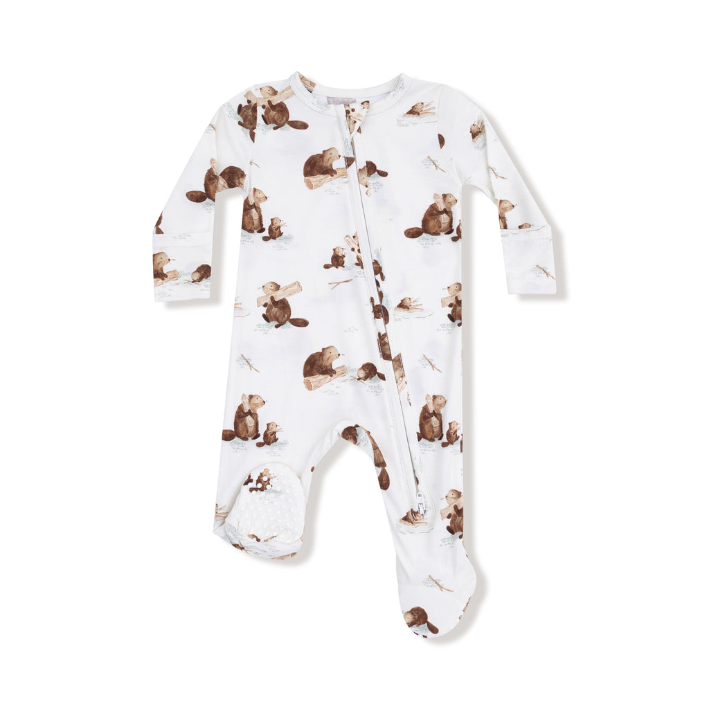 Baby Boy Bamboo 2-Way Zip Footed PJ