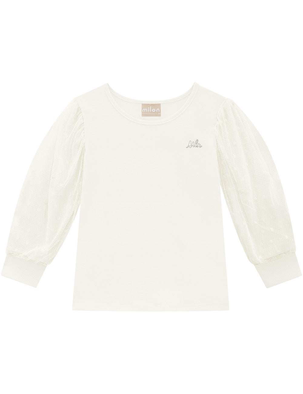 Girl Fashion Top with Swiss Dot Overlay