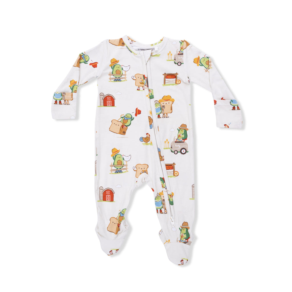 Baby Boy 2 Way Zipper Bamboo Footie