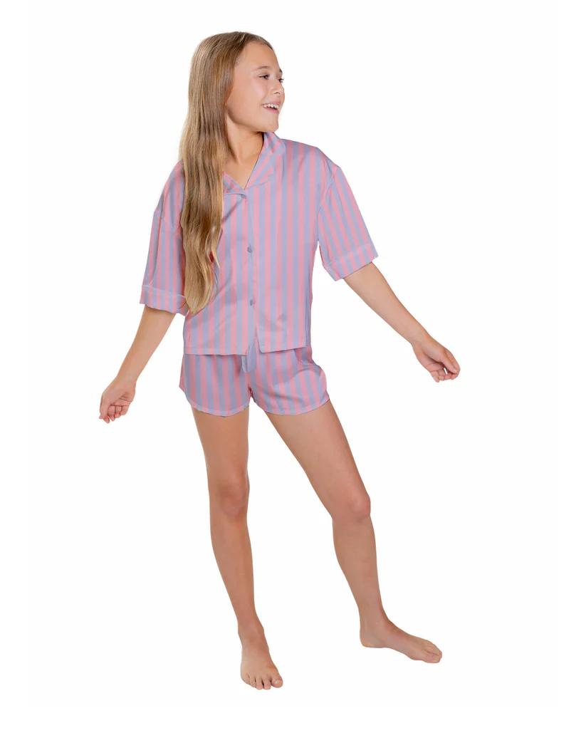 Junior Girls 2 pc Short Silky Pj Set