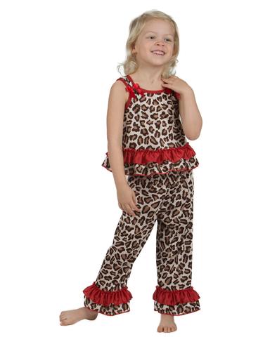 Brown with Red cheetah Racer Back PJ's