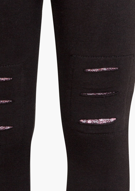 Leggings with Rips and Sequins