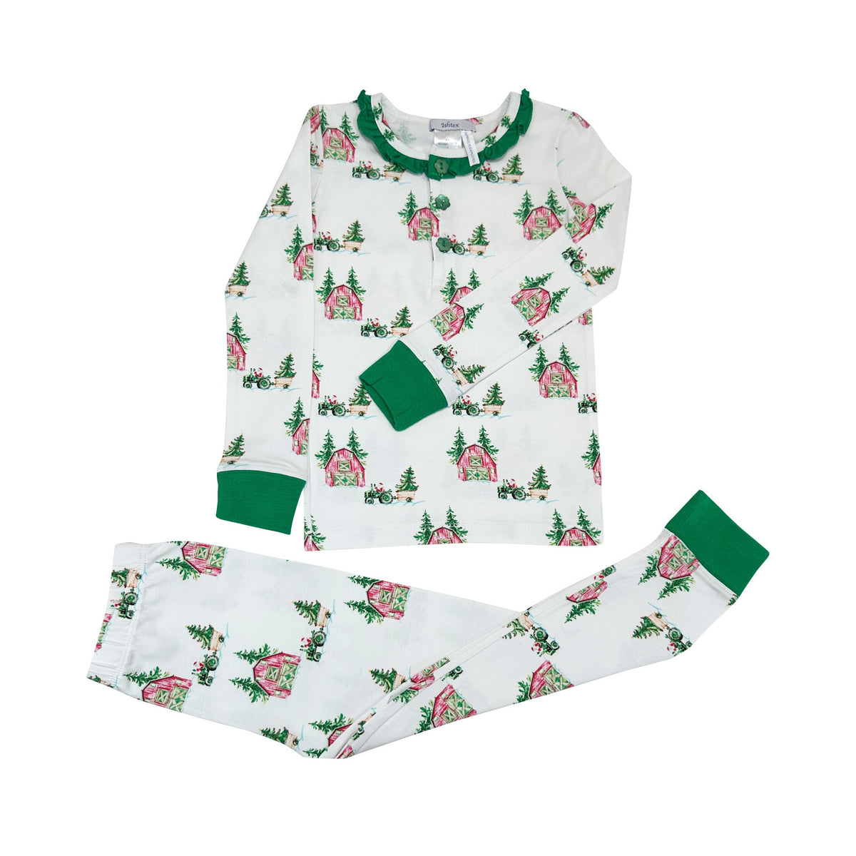 Girl Christmas Tree Farm Pj Set