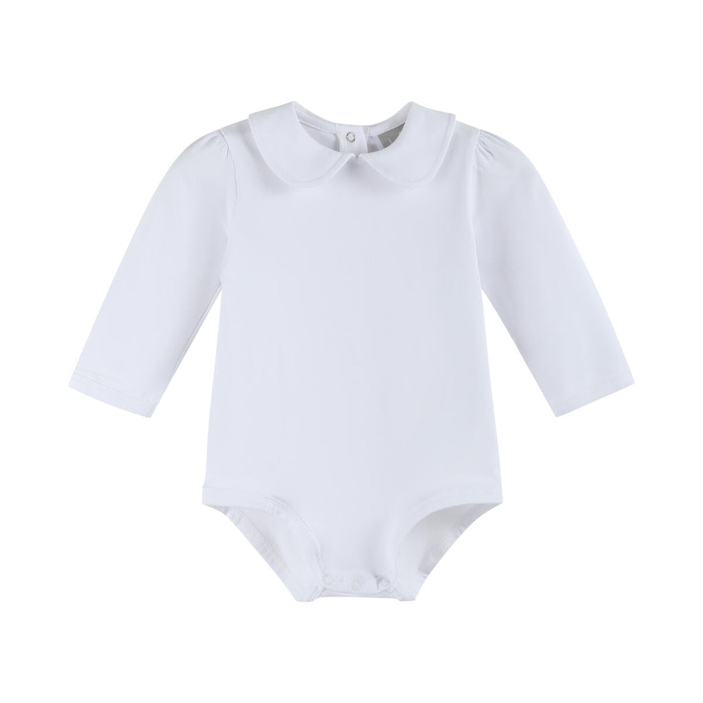 Baby /Toddler White Collared Long Sleeve Onesie