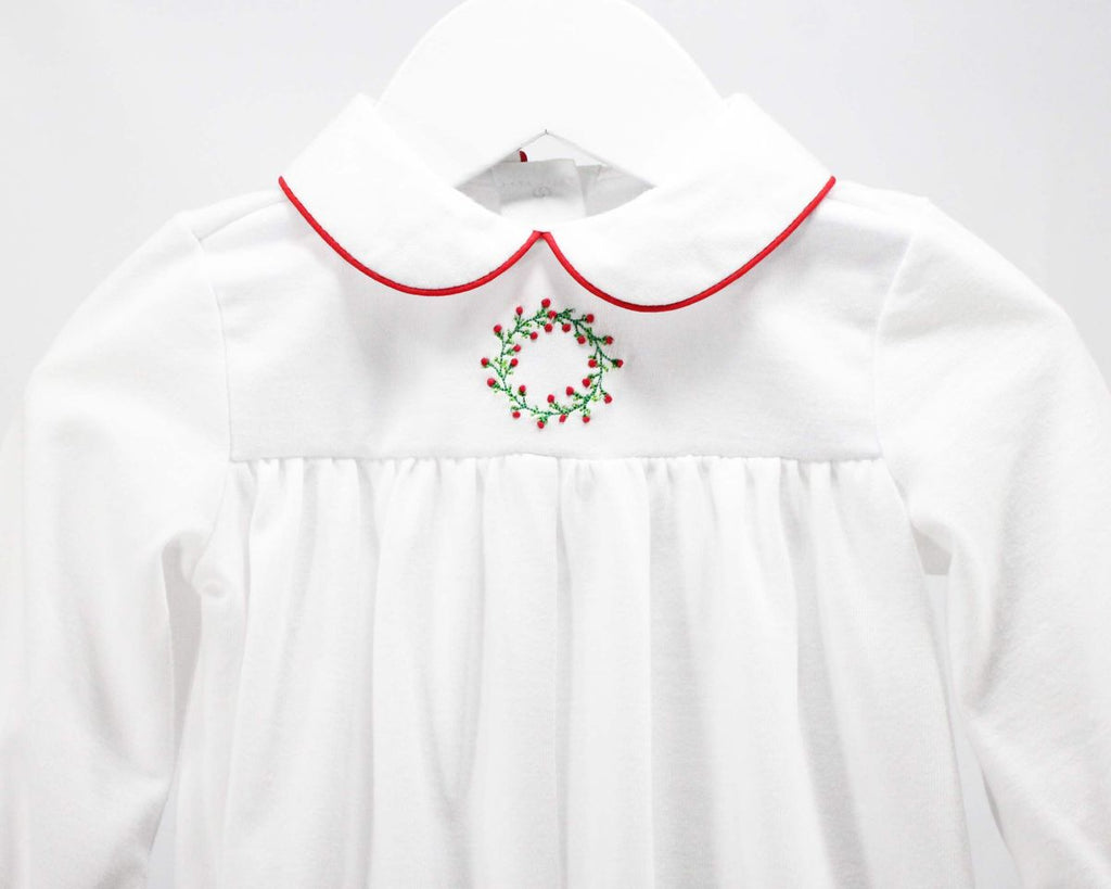 Christmas Wreath Baby Girl Romper
