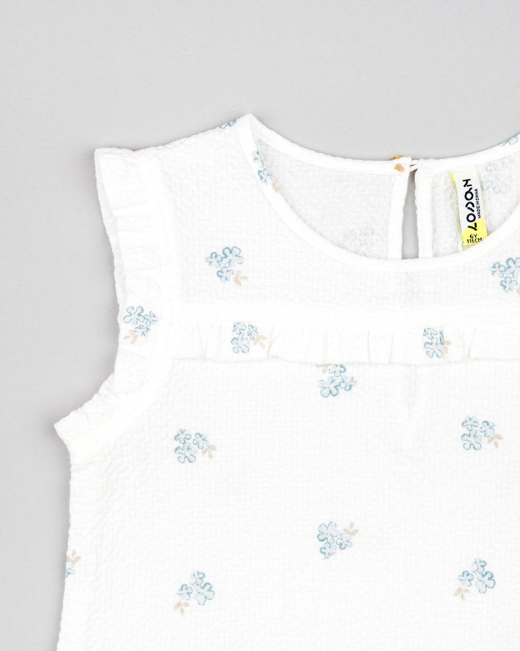 Sleeveless Waffled Top w/Tiny Flowers