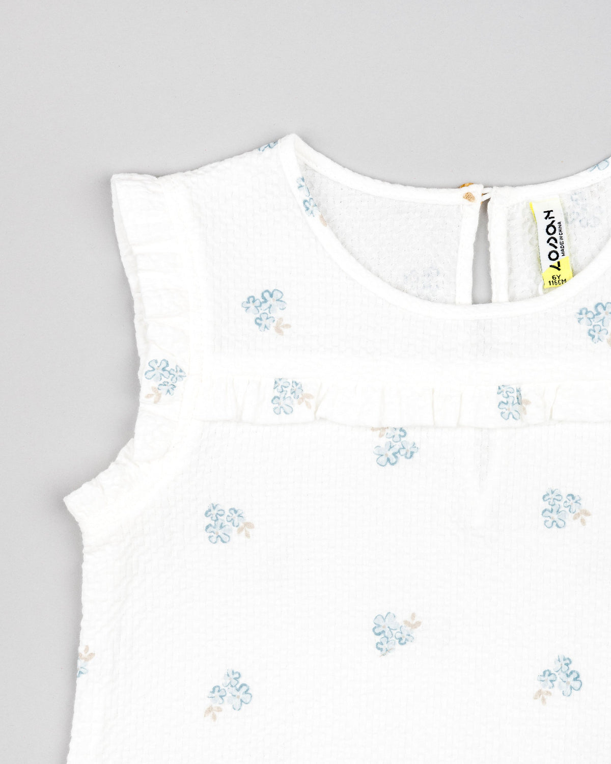 Sleeveless Waffled Top w/Tiny Flowers