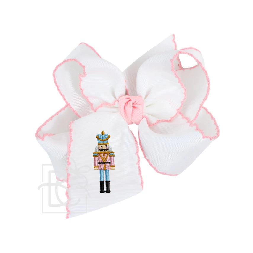 Nutcracker Embroidered /crochet Edge Alligator Clip Bow