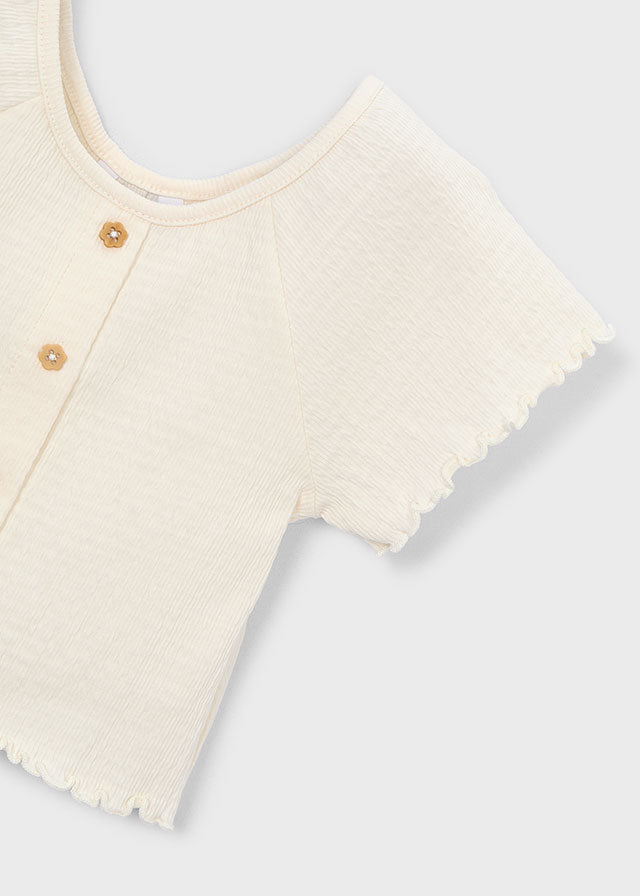 Smocked Ruffle S/S w/ wood button