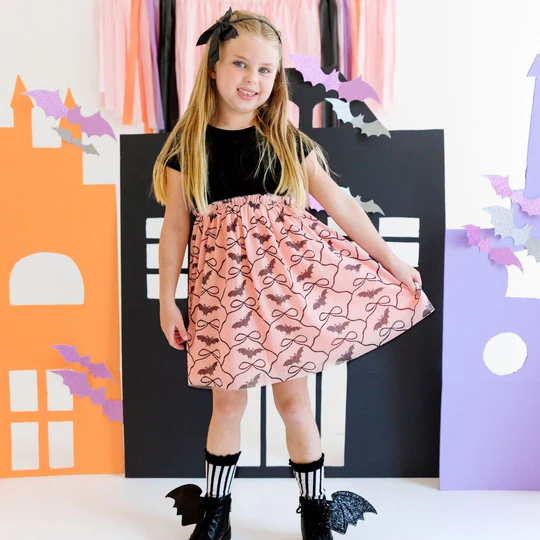 Bat/Bows Halloween S/S Tutu Dress