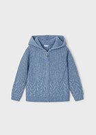 Hooded, Zipped Knit Sweater