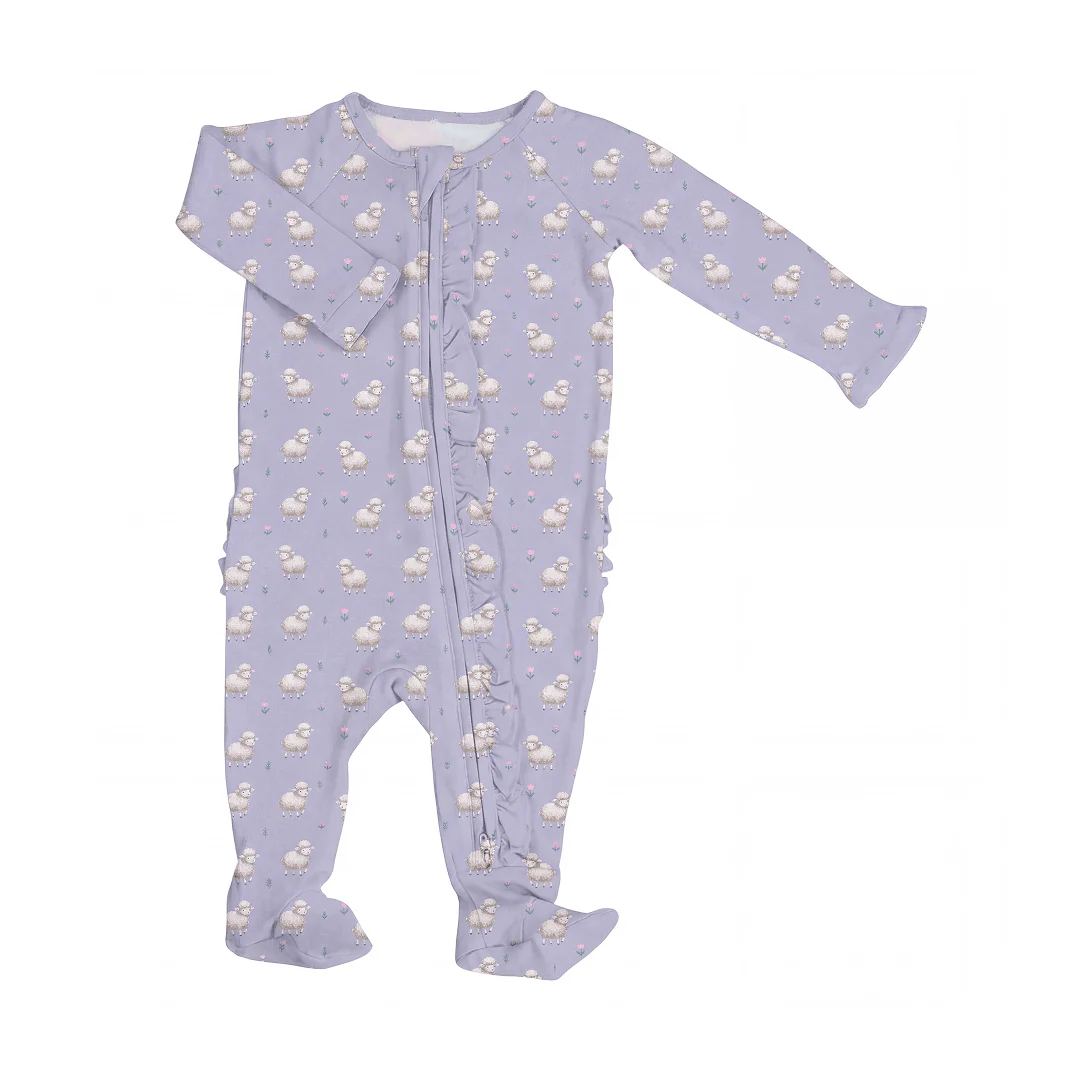 Sweet Bamboo Ruffled Zipper Footie