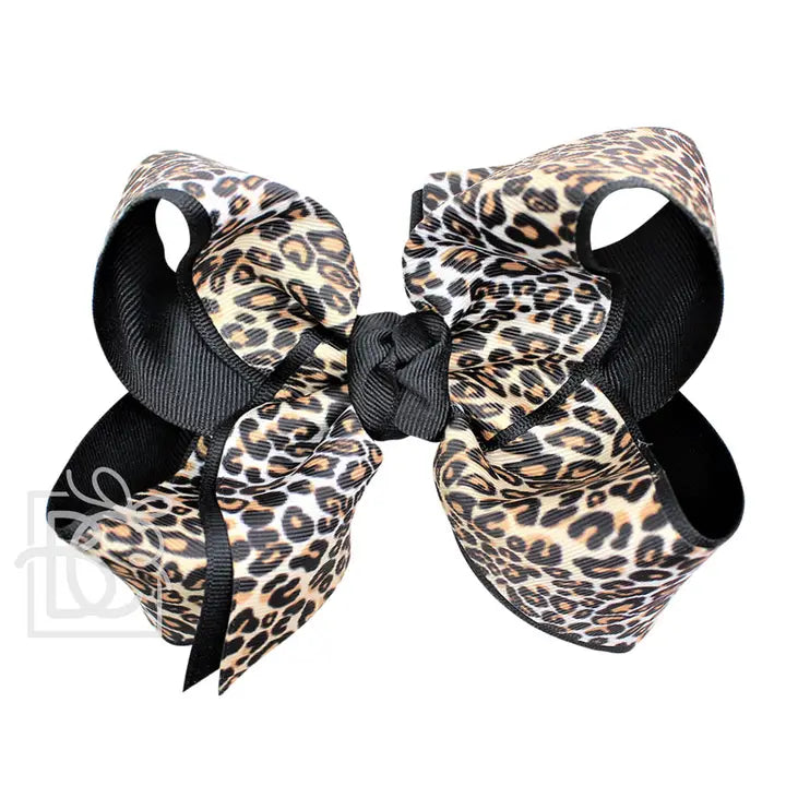 4.5" Layered Leopard Bow On Clip