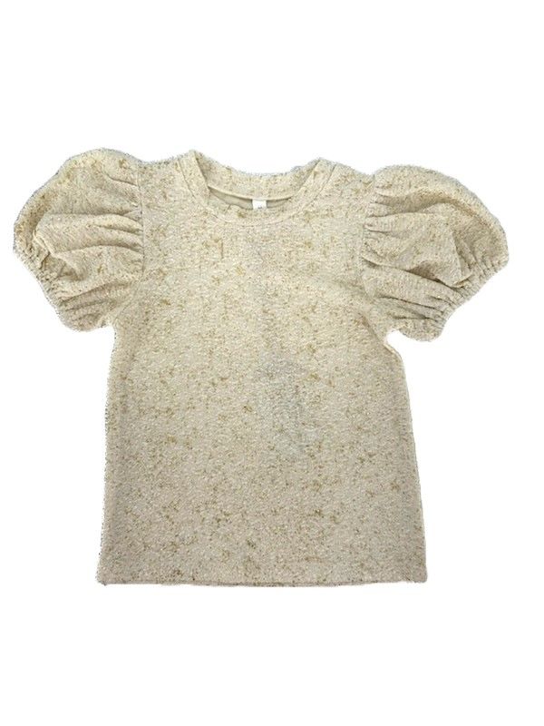 Girls Bubble Sleeve Gold Flake S/S Top