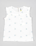 Sleeveless Waffled Top w/Tiny Flowers