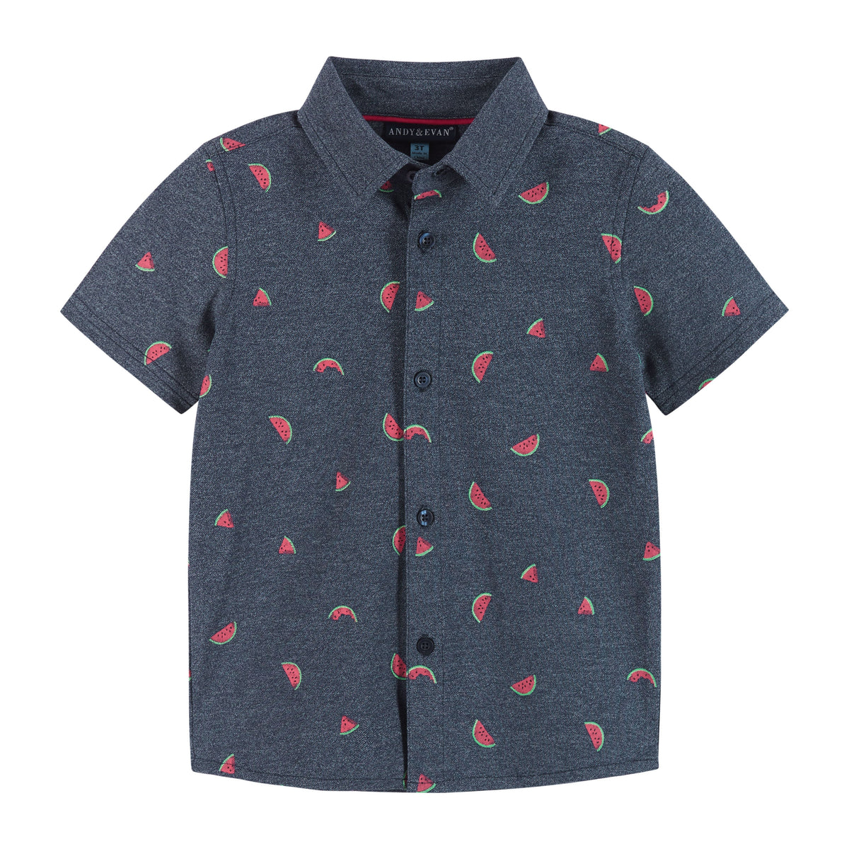 Boy  Pique Knit Button Down S/S Shirt
