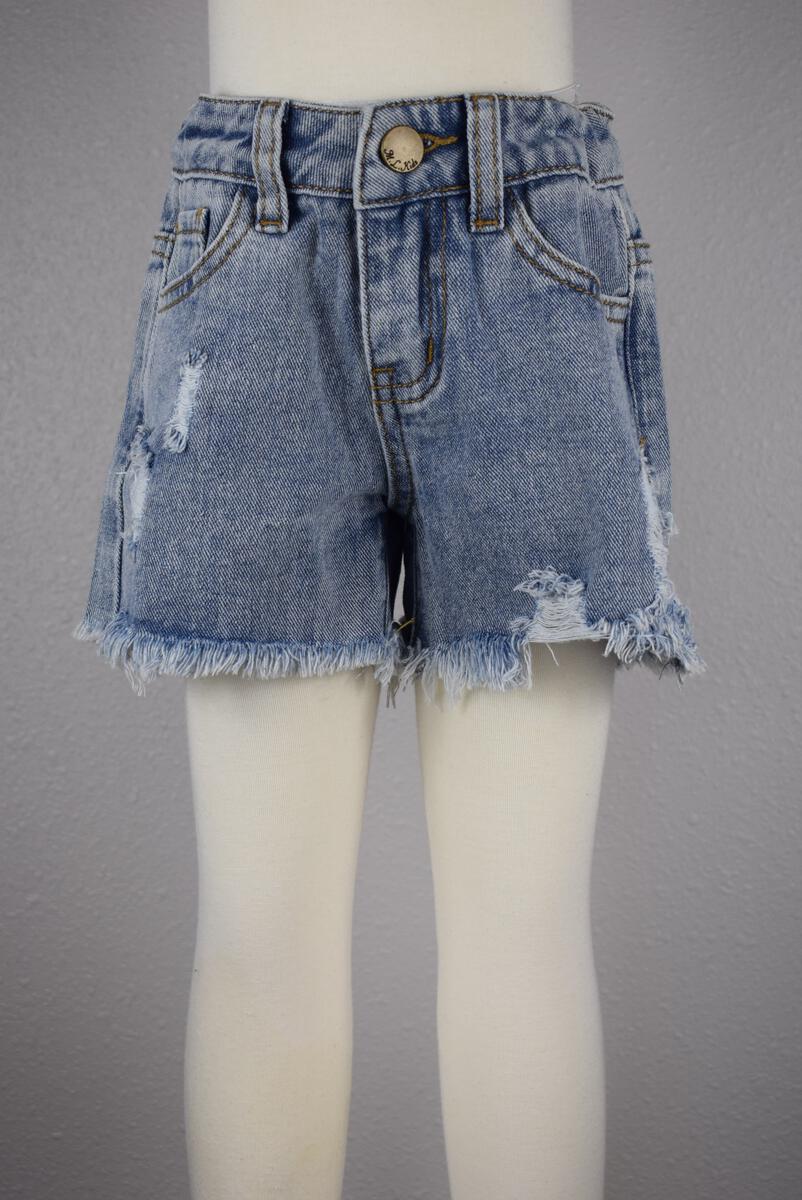 Junior Shaggy Hem Denim  Shorts