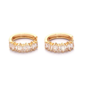 Clear Baguette CZ lined Hoop Earrings, 19mm