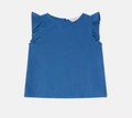 Solid Blue Sleeveless Top w/Ruffles
