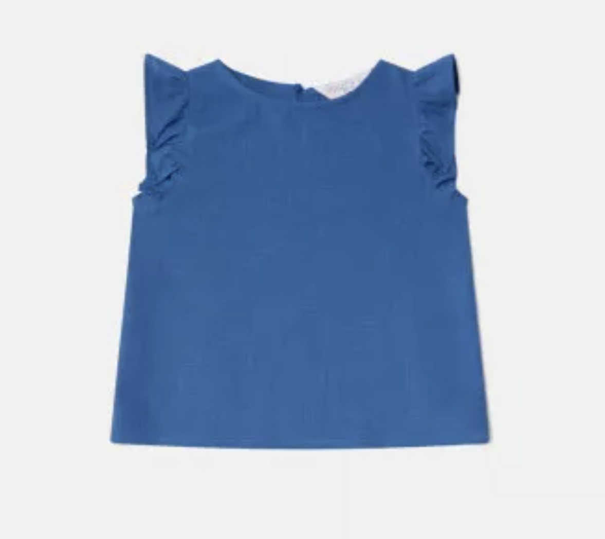 Solid Blue Sleeveless Top w/Ruffles