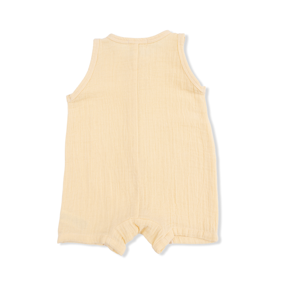 Solid Muslin Sleeveless Shortie Romper