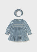 Toddler Girl L/S Velvet Dress w /Headband