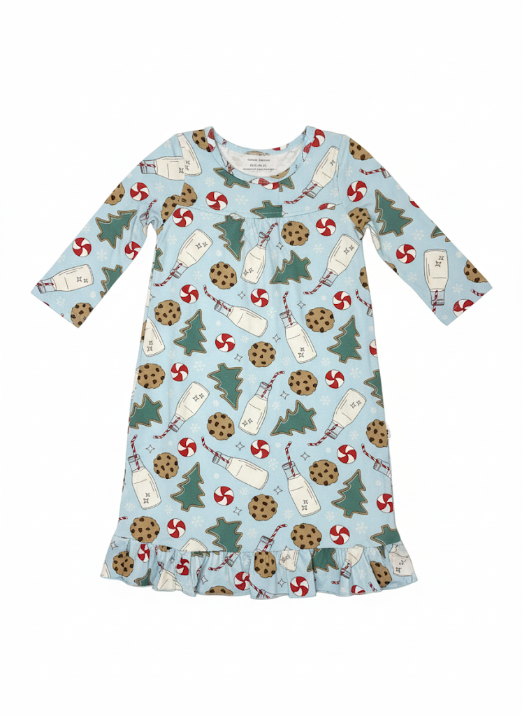 Holiday Night Gown L/S Santa's Cookies