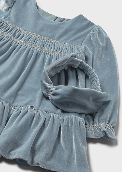 Toddler Girl L/S Velvet Dress w /Headband