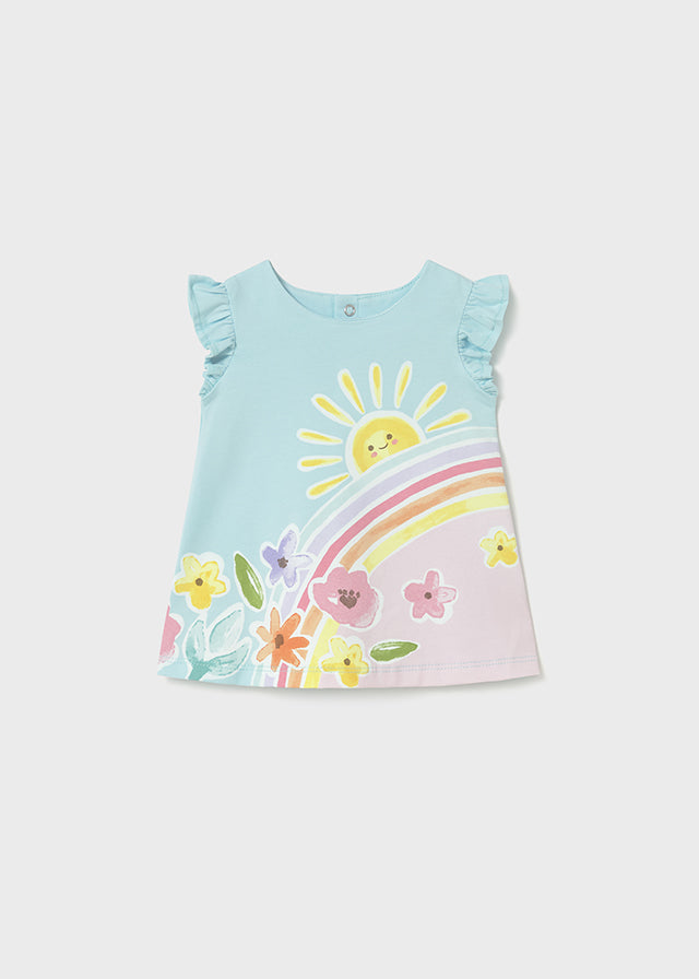 Baby Girl Cotton Sunshine and Rainbows S/S Dress
